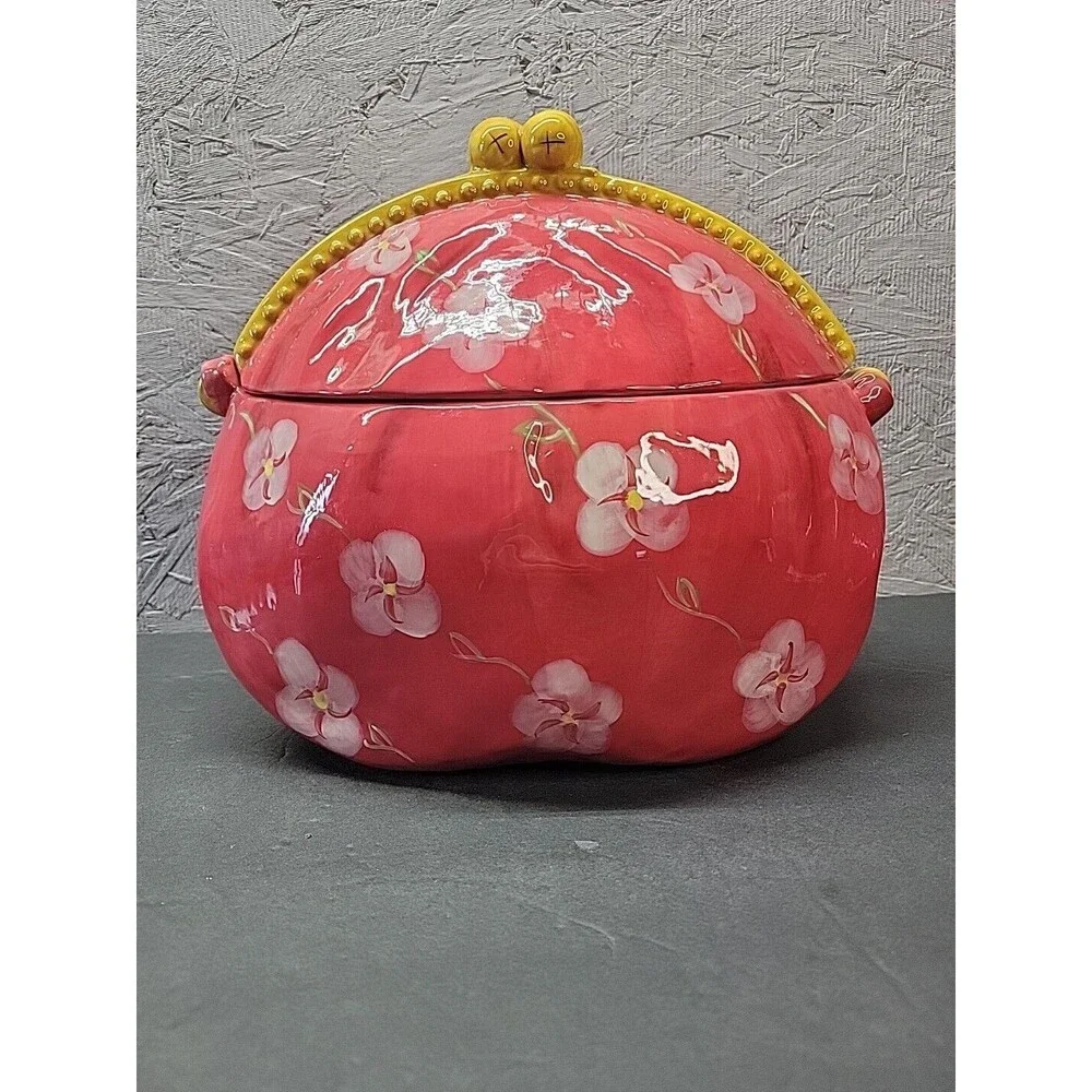 Certified International Cookie Jar Purse Shaped Floral Deb Collins‎